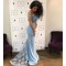 Mermaid Off-the-Shoulder Lace Long Blue Prom Formal Evening Party Dresses 3021451