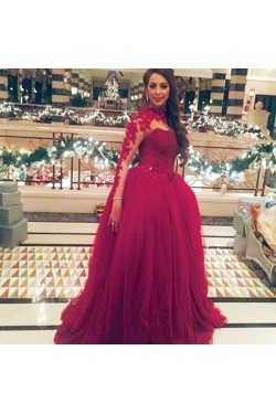 Ball Gown Long Sleeves Lace Prom Formal Evening Party Dresses 3021458