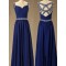 Long Royal Blue Beaded Straps Sleeveless Chiffon Prom Evening Formal Dresses 3020146