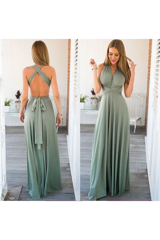 Long Chiffon Criss Cross Prom Formal Evening Party Dresses 3021468