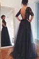 3/4 Length Sleeves Lace Top Long Black Mother of The Bride Prom Evening Formal Dresses 3020147 3/4 Length Sleeves Lace Top Long Black Mother of The Bride Prom Evening Formal Dresses 3020147