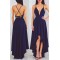 High Low V-Neck Spaghetti Straps Blue Prom Formal Evening Party Dresses 3021470