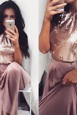 Two Pieces Sequins Prom Formal Evening Party Dresses 3021473