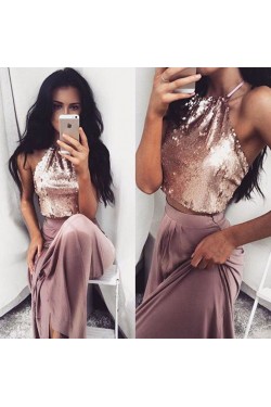 Two Pieces Sequins Prom Formal Evening Party Dresses 3021473