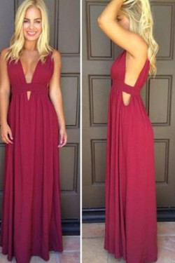 Long V-Neck Chiffon Prom Formal Evening Party Dresses 3021478