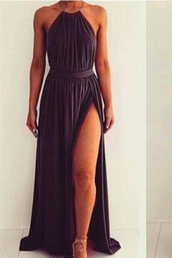 Long Halter Prom Formal Evening Party Dresses with Slit 3021482