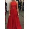 Long Red Halter Lace Chiffon Prom Formal Evening Party Dresses 3021485