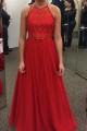 Long Red Halter Lace Chiffon Prom Formal Evening Party Dresses 3021485 Long Red Halter Lace Chiffon Prom Formal Evening Party Dresses 3021485