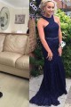 Mermaid Long Blue Beaded Lace Prom Formal Evening Party Dresses 3021486