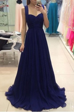 Long Blue Chiffon Prom Formal Evening Party Dresses 3021487