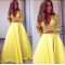 Long Yellow V-Neck Prom Formal Evening Party Dresses 3021490