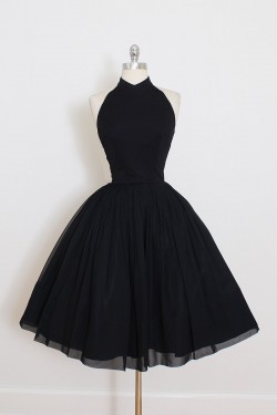 Short Black Halter Prom Homecoming Cocktail Graduation Dresses 3021498