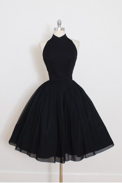 Short Black Halter Prom Homecoming Cocktail Graduation Dresses 3021498