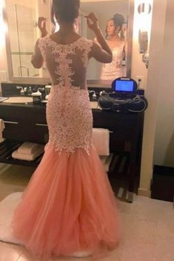Mermaid Lace and Tulle Long Prom Evening Formal Dresses 3020150