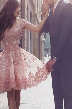 Short Lace Off-the-Shoulder Prom Homecoming Cocktail Graduation Dresses 3021508