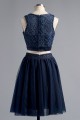 Short Navy Blue Two Pieces  Lace Prom Homecoming Cocktail Graduation Dresses 3021512