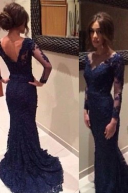 Long Sleeves Lace Mermaid Prom Evening Formal Dresses 3020152