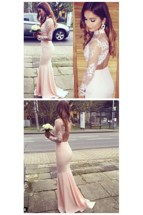 Mermaid Long Sleeves Lace Prom Formal Evening Party Dresses 3021522