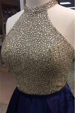 A-Line Beaded Short Blue Prom Homecoming Cocktail Graduation Dresses 3021523