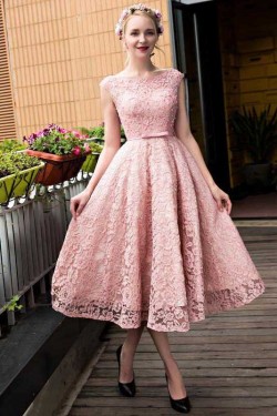 Pink Lace Prom Homecoming Cocktail Graduation Dresses 3021524