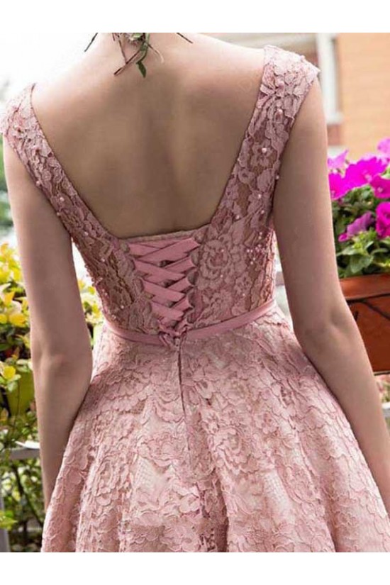 Pink Lace Prom Homecoming Cocktail Graduation Dresses 3021524