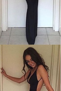 Sexy Long Black Mermaid V-Neck Prom Formal Evening Party Dresses 3021526