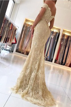 Mermaid Off-the-Shoulder Lace Long Prom Dresses Evening Gowns 3021532