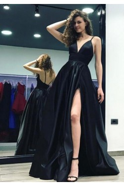 Sexy V-Neck Long Prom Evening Party Dresses with Slit 3021538