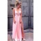 Long Pink V-Neck Prom Evening Formal Dresses with Side Slit 3021542