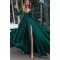 Sexy Deep V-Neck Prom Dress Long Sleeves Evening Gowns with Side Split 3021547