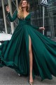 Sexy Deep V-Neck Prom Dress Long Sleeves Evening Gowns with Side Split 3021547 Sexy Deep V-Neck Prom Dress Long Sleeves Evening Gowns with Side Split 3021547