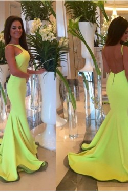 Trumpet/Mermaid Backless Long Prom Evening Formal Dresses 3020155