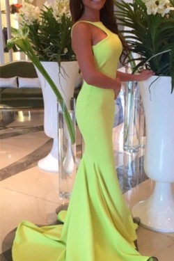 Trumpet/Mermaid Backless Long Prom Evening Formal Dresses 3020155