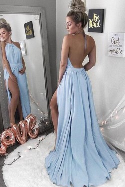 Sexy Halter Backless Long Prom Evening Formal Dresses 3021553