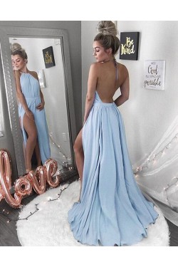 Sexy Halter Backless Long Prom Evening Formal Dresses 3021553