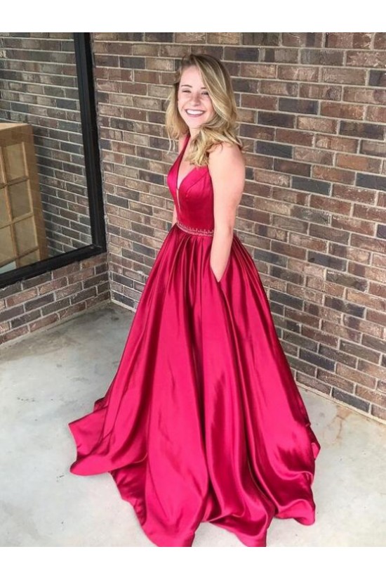 Ball Gown V-Neck Long Prom Evening Formal Dresses 3021559