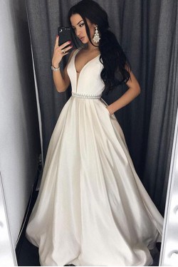 Ball Gown V-Neck Long Prom Evening Formal Dresses 3021559