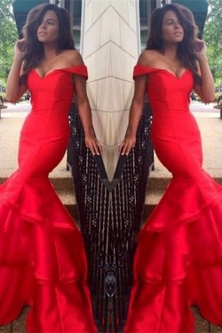 Long Red Off-the-Shoulder Prom Evening Formal Dresses 3020156