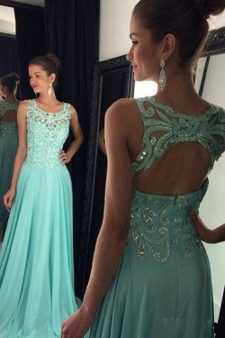 Elegant Beaded Long Chiffon Prom Evening Formal Dresses 3021567