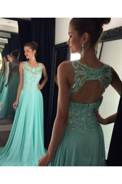 Elegant Beaded Long Chiffon Prom Evening Formal Dresses 3021567