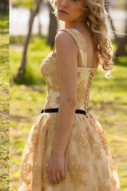 Short Lace Appliques Knee Length Homecoming Party Prom Dresses 3021568