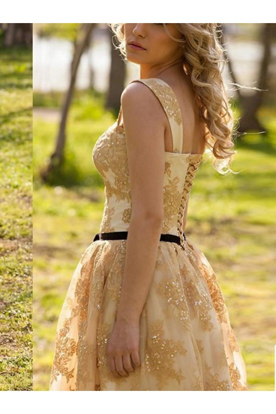 Short Lace Appliques Knee Length Homecoming Party Prom Dresses 3021568