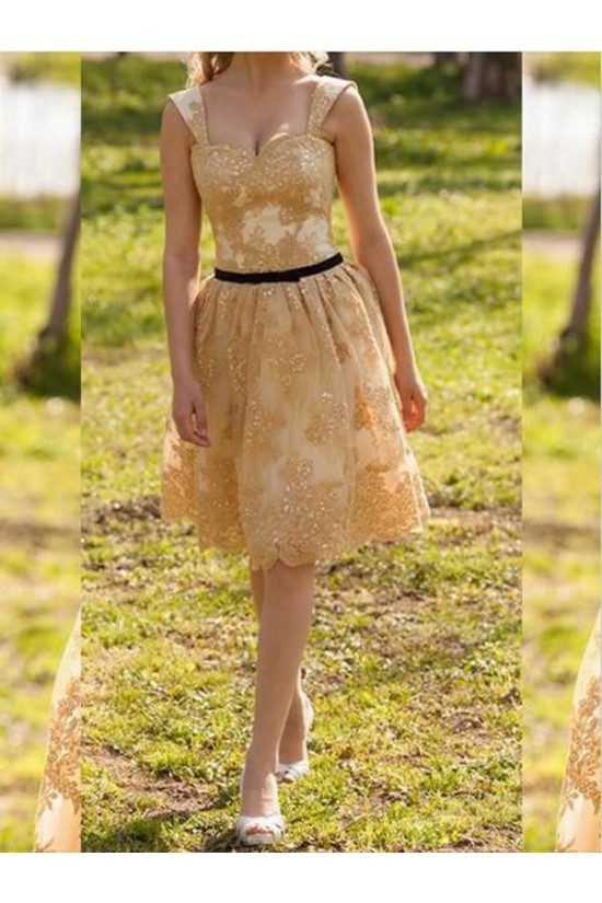 Short Lace Appliques Knee Length Homecoming Party Prom Dresses 3021568