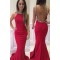 Trumpet/Mermaid Beaded Long Red Backless Prom Evening Formal Dresses 3020157
