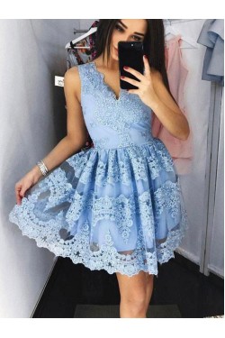 Short V-Neck Lace Homecoming Cocktail Prom Evening Dresses 3021572