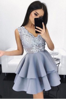 Short V-Neck Lace Homecoming Cocktail Prom Evening Dresses 3021573