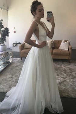 A-Line V-Neck Long Prom Evening Party Dresses 3021579