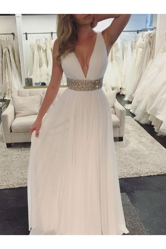 Deep V-Neck Beaded Long Prom Evening Party Dresses 3021581 Deep V-Neck Beaded Long Prom Evening Party Dresses 3021581