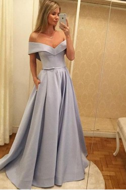 A-Line Off-the-Shoulder Long Prom Evening Party Dresses 3021582