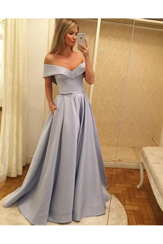 A-Line Off-the-Shoulder Long Prom Evening Party Dresses 3021582